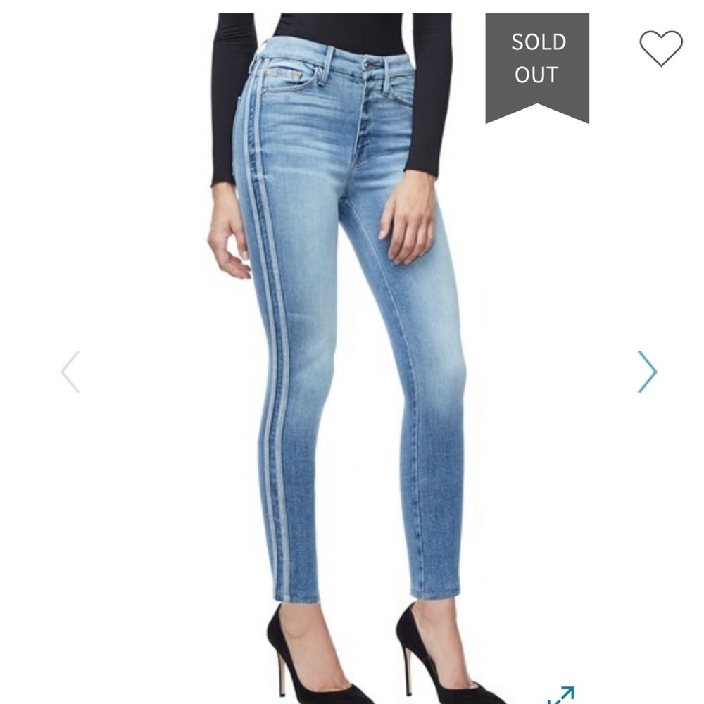 Good American Athletic stripe good legs jeans
